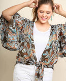 Plus size Bronze multi paisley print Kimono