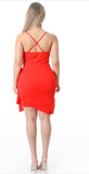 Red wrap style dress