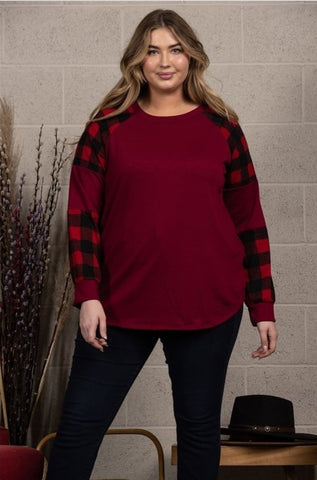 Plaid Print contrast Plus top