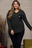 Charcoal Sequin Patch Top