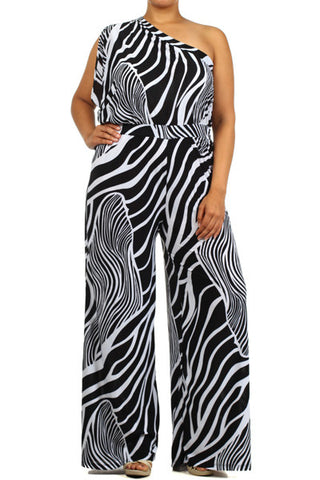 Plus Size Swirl Print Jumpsuit/Romper